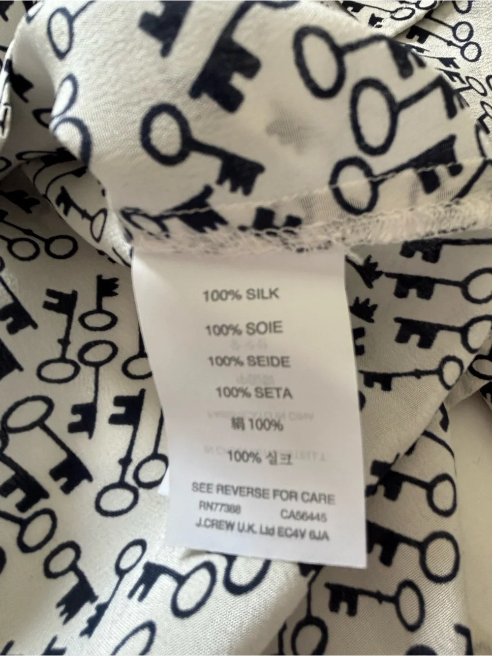 NWOT! RARE! J.Crew Silk Blouse In Key Print